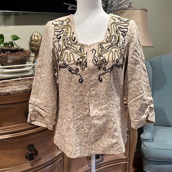 Coldwater Creek Beaded Jacket Blazer 10 - Picture 1 of 11